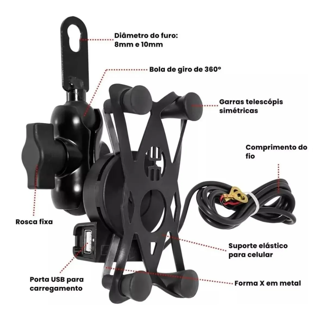 SOPORTE CELULAR MOTO CON CARGADOR C-020