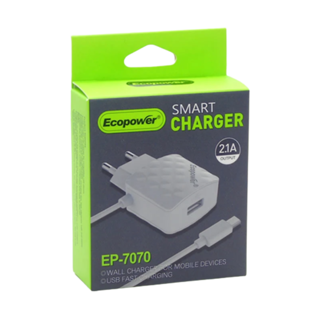 CARGADOR ECOPOWER EP-7058, EP-7070 Y EP-7056 V8 MICRO USB 2.1A