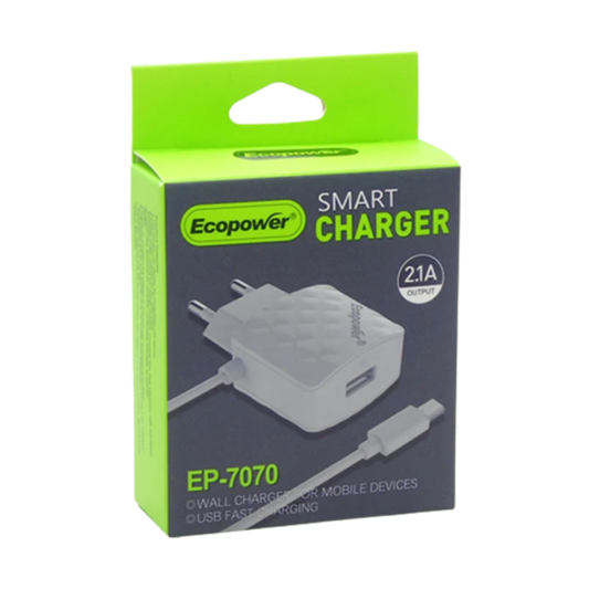 CARGADOR ECOPOWER EP-7058, EP-7070 Y EP-7056 V8 MICRO USB 2.1A