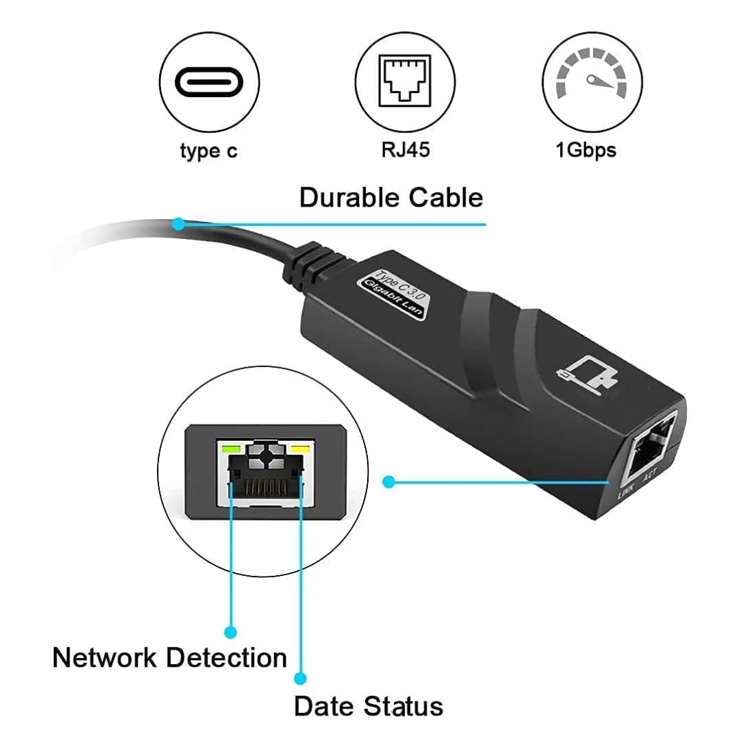USB TIPO-C A RJ45 GIGABIT 10 / 100 / 1000 MBPS