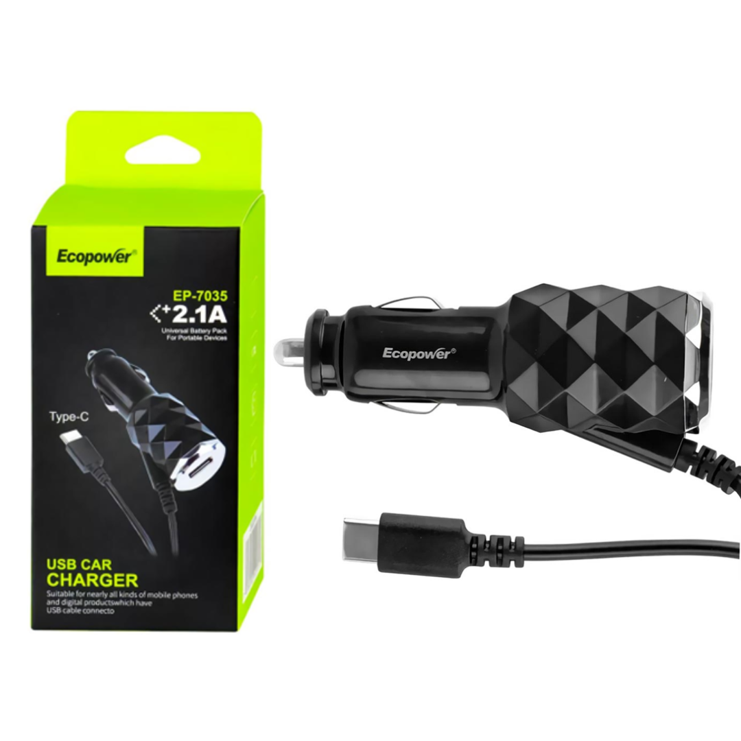 CARGADOR PARA AUTO EP-7035 TIPO C 2.1 A