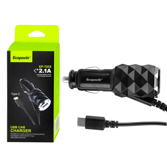 CARGADOR PARA AUTO EP-7035 TIPO C 2.1 A