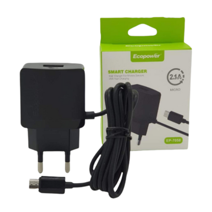 CARGADOR ECOPOWER EP-7058, EP-7070 Y EP-7056 V8 MICRO USB 2.1A