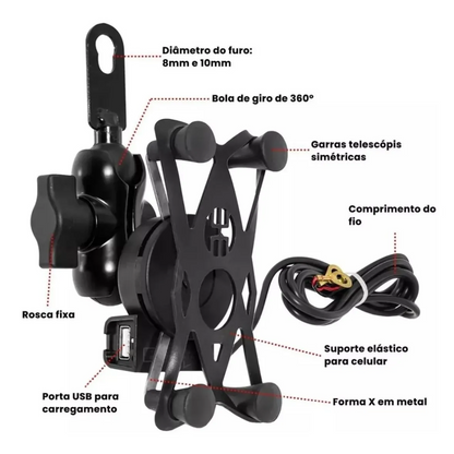 SOPORTE CELULAR MOTO CON CARGADOR C-020