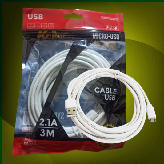 CABLE V8 MICRO USB 3 MTS 2.1A KB-1104